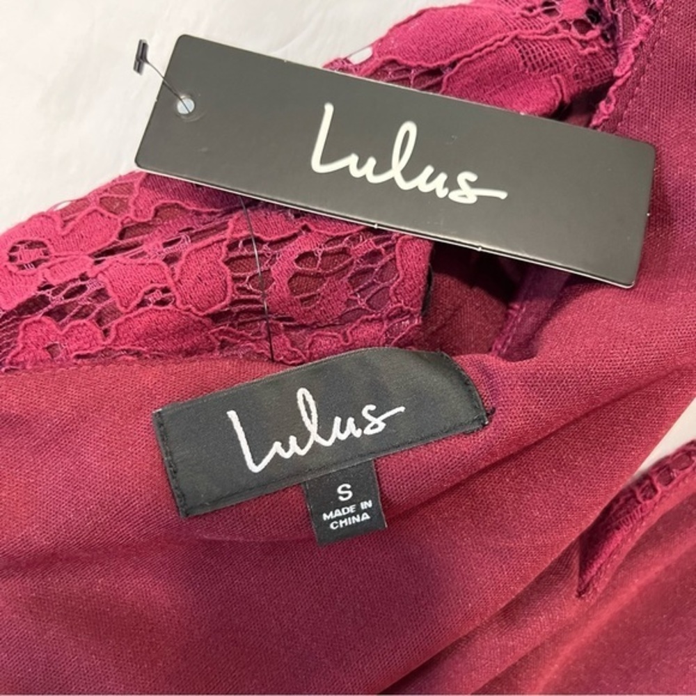 NWT Lulus Nevaeh Burgundy Lace Cutout Sleeveless Mini Dress SMALL - Picture 10 of 11